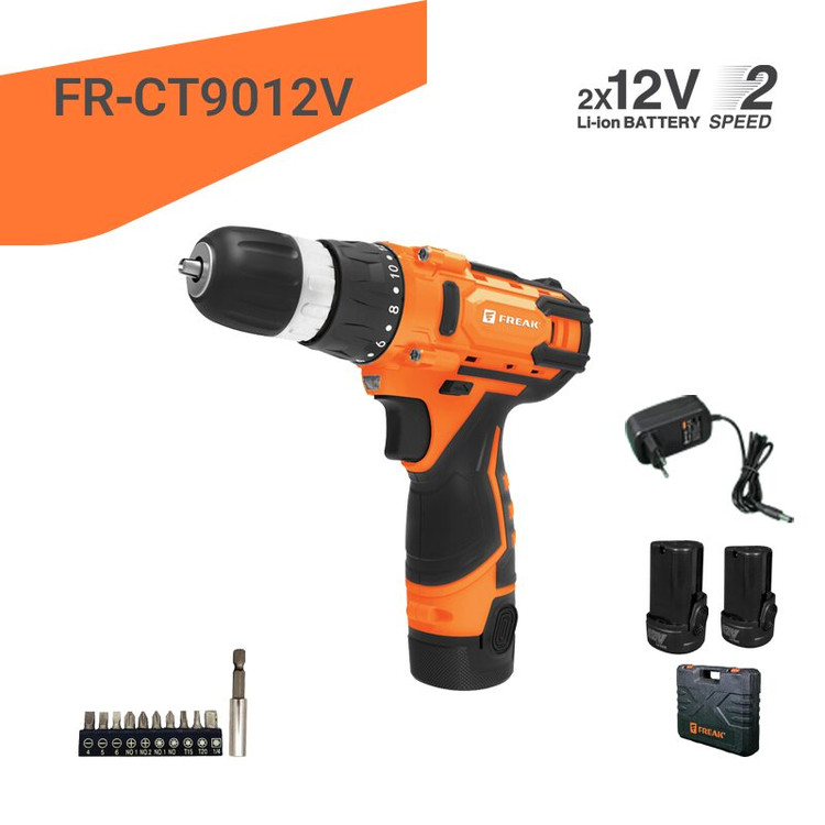 دریل پیچ گوشتی شارژی 12 ولت با کیف مدل 9012V فریک